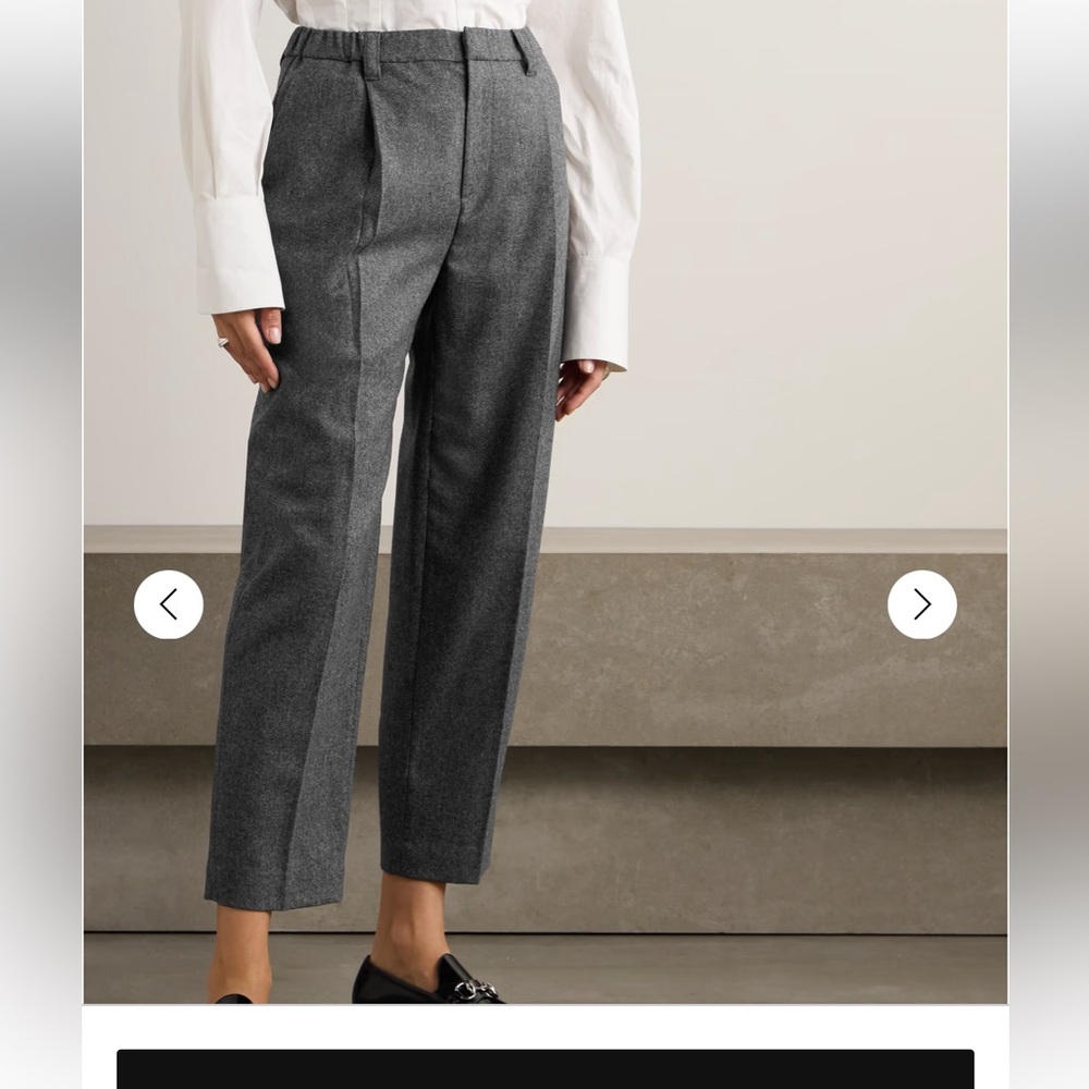 Tailored High-Rise Pleated Trousers in Charcoal Gray